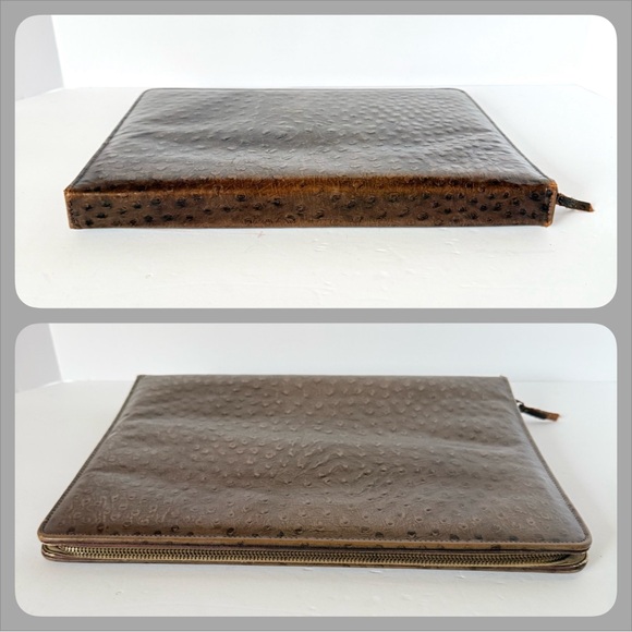 Vintage Day-Timer Full Size Ostrich Calf Leather Zip Around Planner Case - Picture 7 of 15